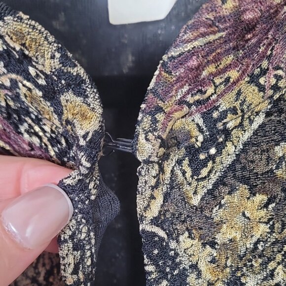 Vintage MSK Dark Floral Cardigan Bolero Size L Beaded Acetate Artsy Goth Y2K - Picture 11 of 15